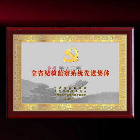 中共X省紀委監委先進集體獎牌定制